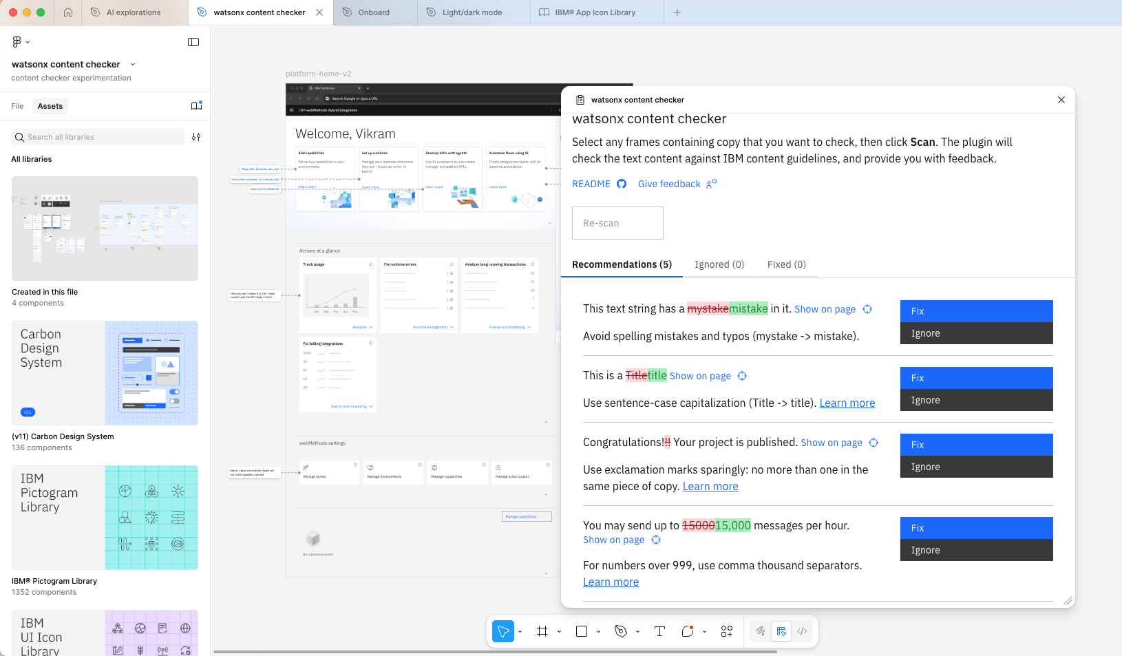 Screenshot of the content checker Figma plugin