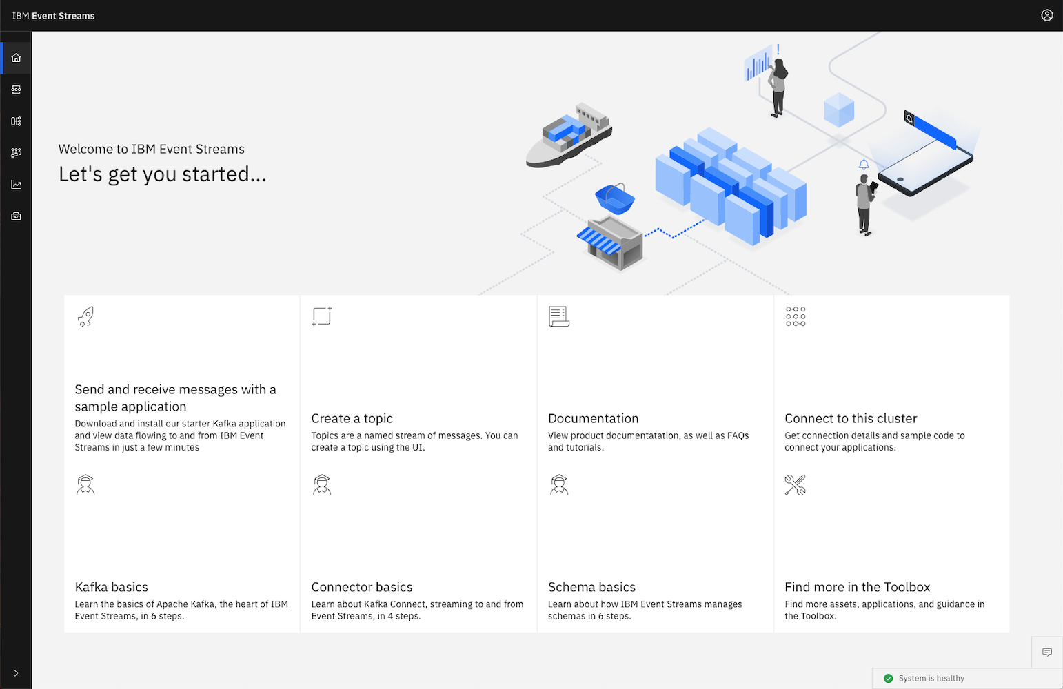 Screenshot of the IBM Event Streams product UI