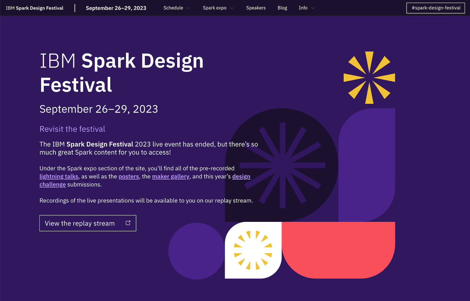 The website for the internal IBM Spark Design Festival 2023