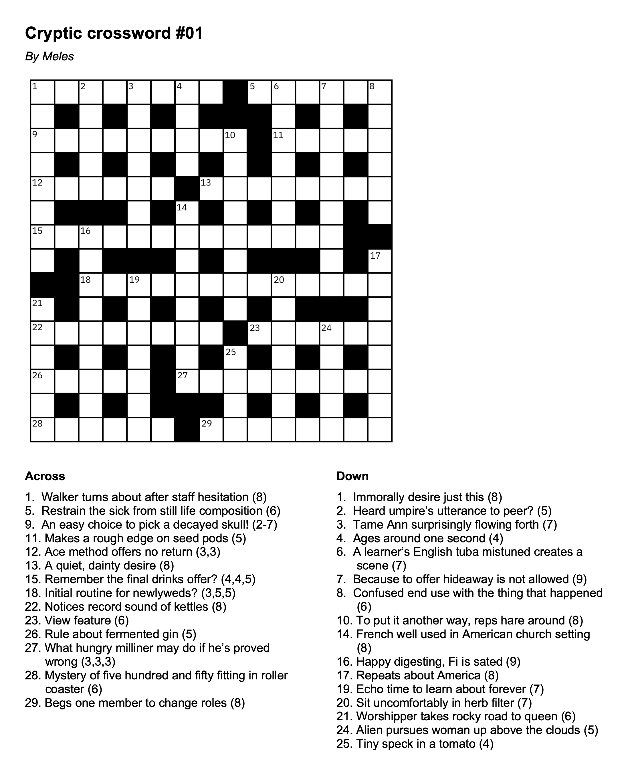 Cryptic crossword #01