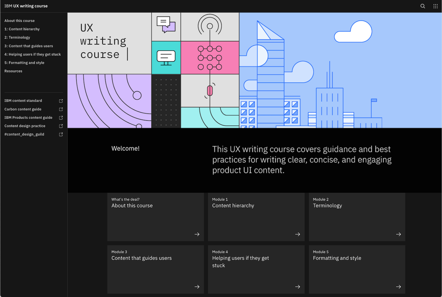 Screenshot of the IBM UX writing course